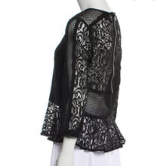Sea New York Black Lace Peplum Top Size 4 - Picture 3 of 5